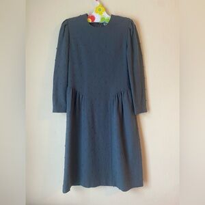 Vintage Grey Wool Textures Polka Dot Dress